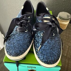 KATE SPADE Keds Navy Glitter Sneakers